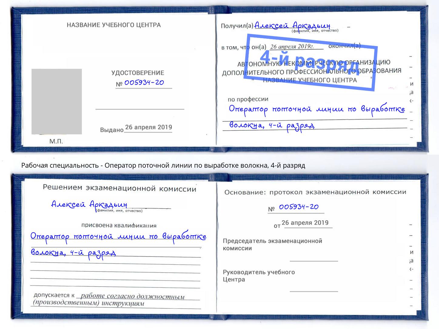 корочка 4-й разряд Оператор поточной линии по выработке волокна Фрязино